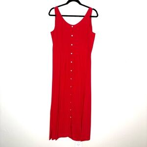 NWOT J. Peterman Company 100% Silk Pleated Button Down Red Maxi Dress Size 10